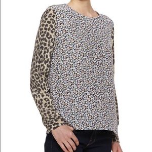 Equipment Liam Silk Blouse Contrast Floral/Leopard